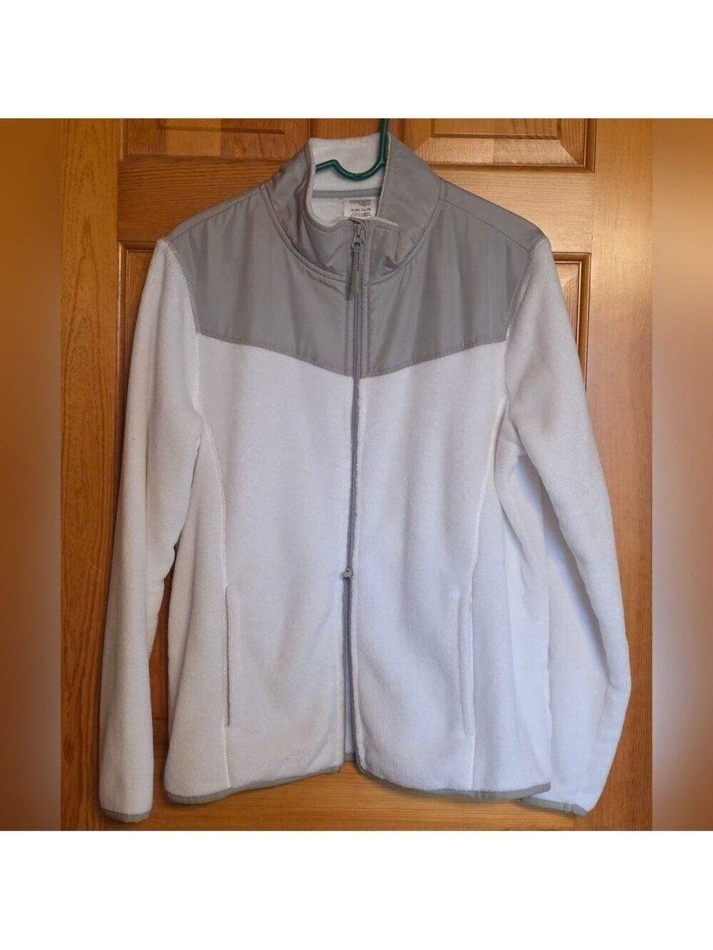 Danskin White and Light Gray Zip Front Fleece Jacket